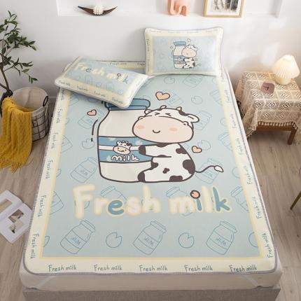 91家纺网 家纺一手货源 找家纺 宅部落 2022新款卡通大版冰丝席 奶牛很忙