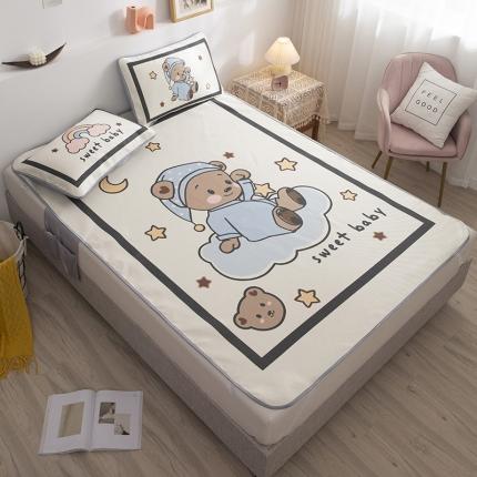 宅部落 2022新款卡通大版冰丝席 熊宝宝