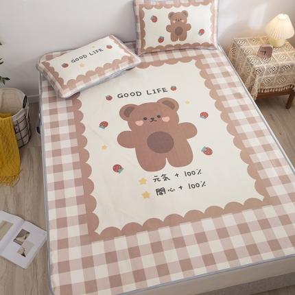 91家纺网 家纺一手货源 找家纺 宅部落 2022新款卡通大版冰丝席 泰迪熊