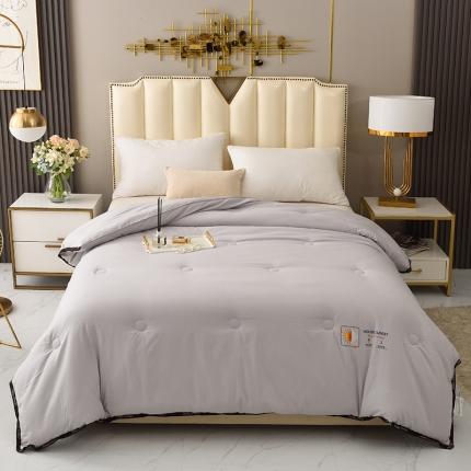 91家纺网 家纺一手货源 找家纺 德芙 2023新款运动风纯色超柔天竺棉被 绅士灰