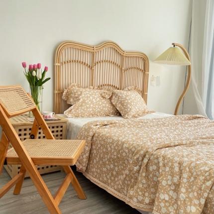 91家纺网 家纺一手货源 找家纺 源启生活 2022新镂空花边款双层纱全棉夏凉被纯棉空调被子 初夏橙