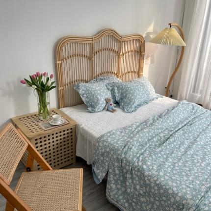 91家纺网 家纺一手货源 找家纺 源启生活 2022新镂空花边款双层纱全棉夏凉被纯棉空调被子 初夏蓝