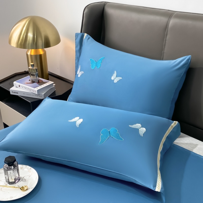 91家纺网 家纺一手货源 找家纺 (总) 吾诺 2022 蝶舞刺绣水洗天丝夏被四件套 水洗真丝