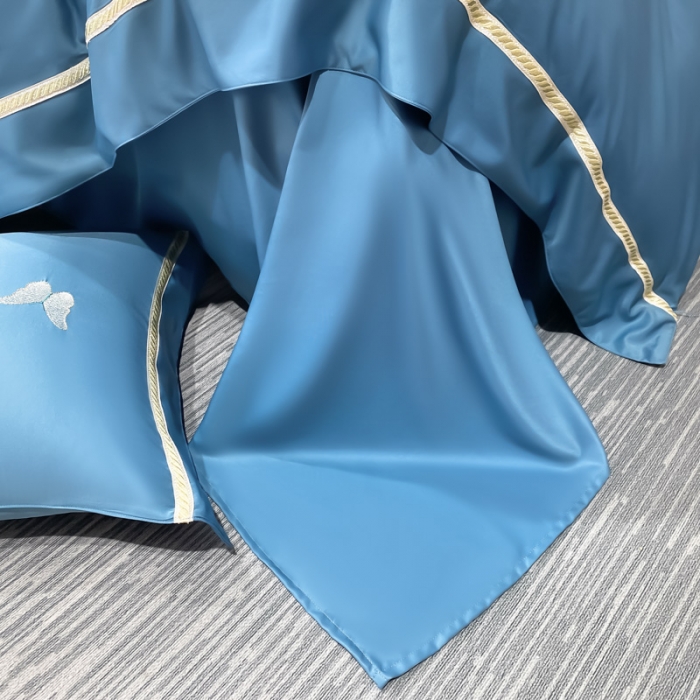 91家纺网 家纺一手货源 找家纺 (总) 吾诺 2022 蝶舞刺绣水洗天丝夏被四件套 水洗真丝