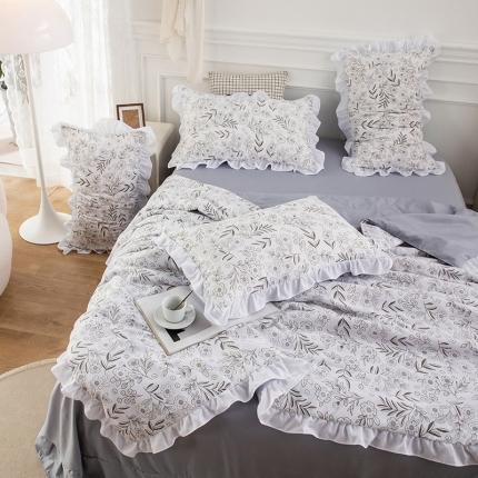 91家纺网 家纺一手货源 找家纺 仟网汇 2022新款洛卡棉小清新夏被四件套 锦绣未央