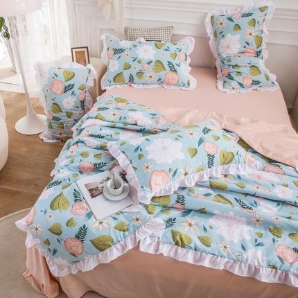 91家纺网 家纺一手货源 找家纺 仟网汇 2022新款洛卡棉小清新夏被四件套 夏日限定