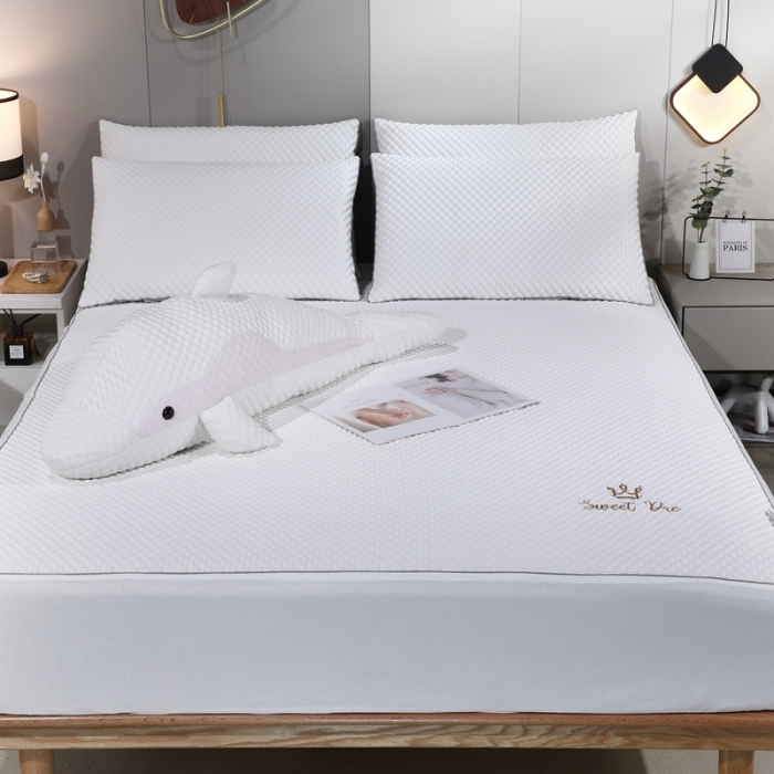 91家纺网 家纺一手货源 找家纺 （总）新月家纺 2022新款冰豆豆蕾丝网布款凉感席凉席三件套