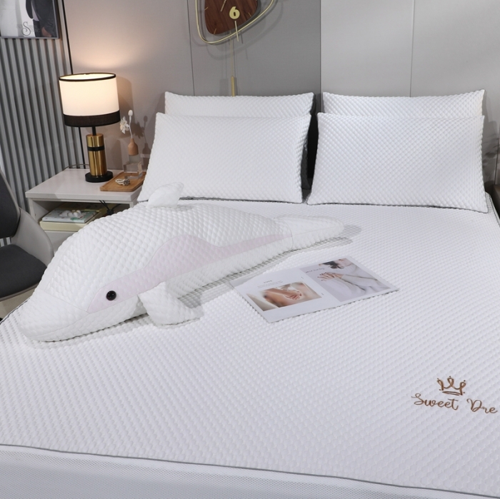 91家纺网 家纺一手货源 找家纺 （总）新月家纺 2022新款冰豆豆蕾丝网布款凉感席凉席三件套