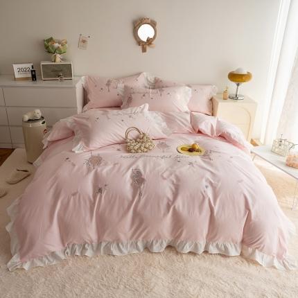 91家纺网 家纺一手货源 找家纺 2022帅露春夏爆款水洗棉四件套华尔兹系列 华尔兹-水粉