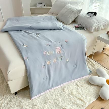 91家纺网 家纺一手货源 找家纺 （总）澳洲羽 2024新水氧棉刺绣拼角大豆夏凉被直播空调被子