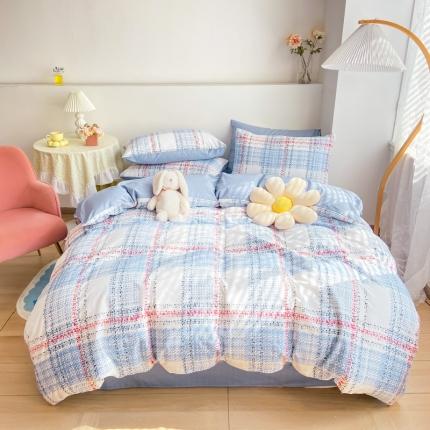 91家纺网 家纺一手货源 找家纺 凌鼎 2025新款40支13372全棉印花四件套蓝色梦境