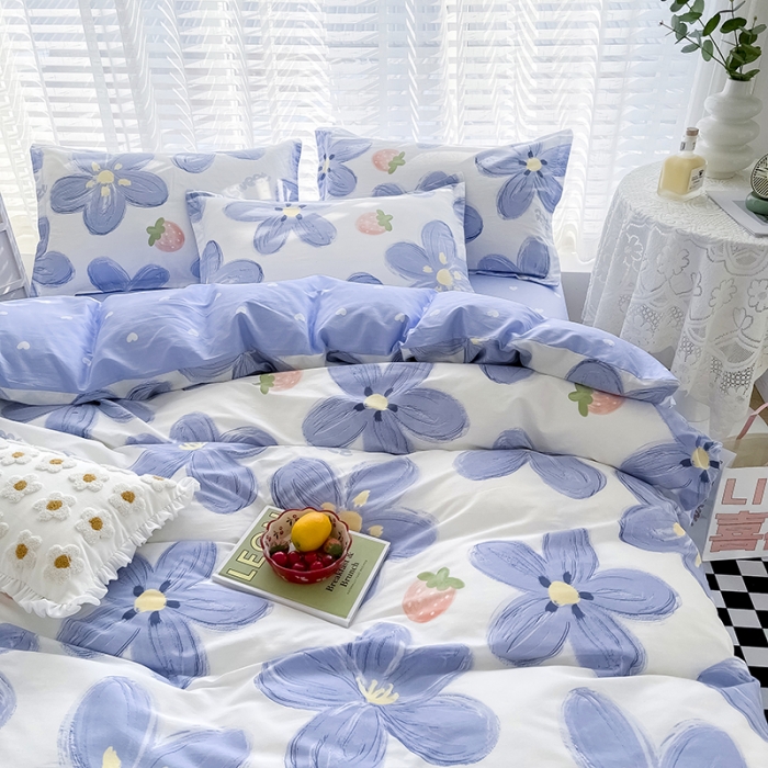 91家纺网 家纺一手货源 找家纺 卡普家居 2025新款全棉13070单品被套蓝色甜心