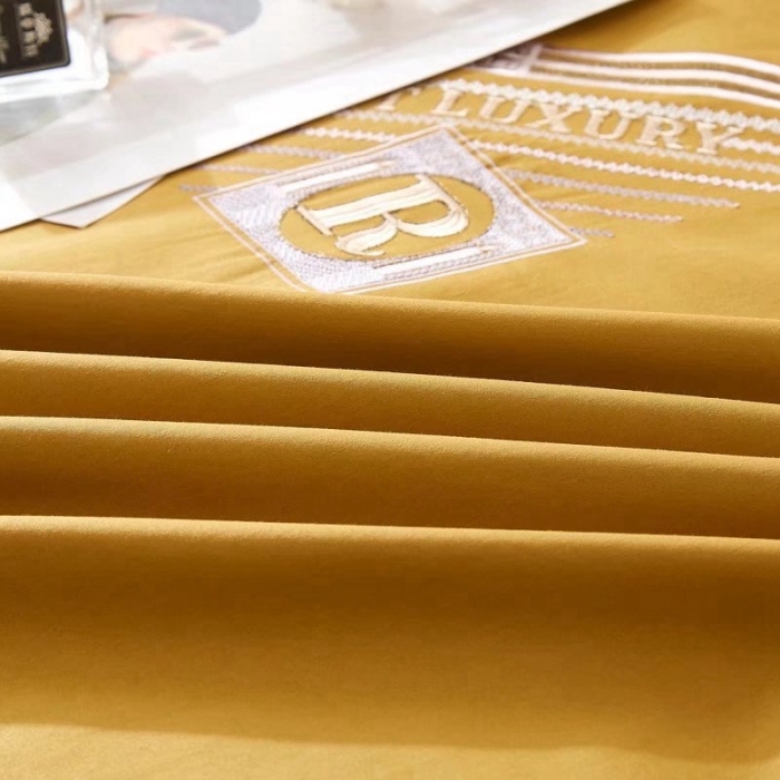 91家纺网 家纺一手货源 找家纺 威克凯丽2022全工艺绣花100支长绒棉四件套兰迪摩尔-黄