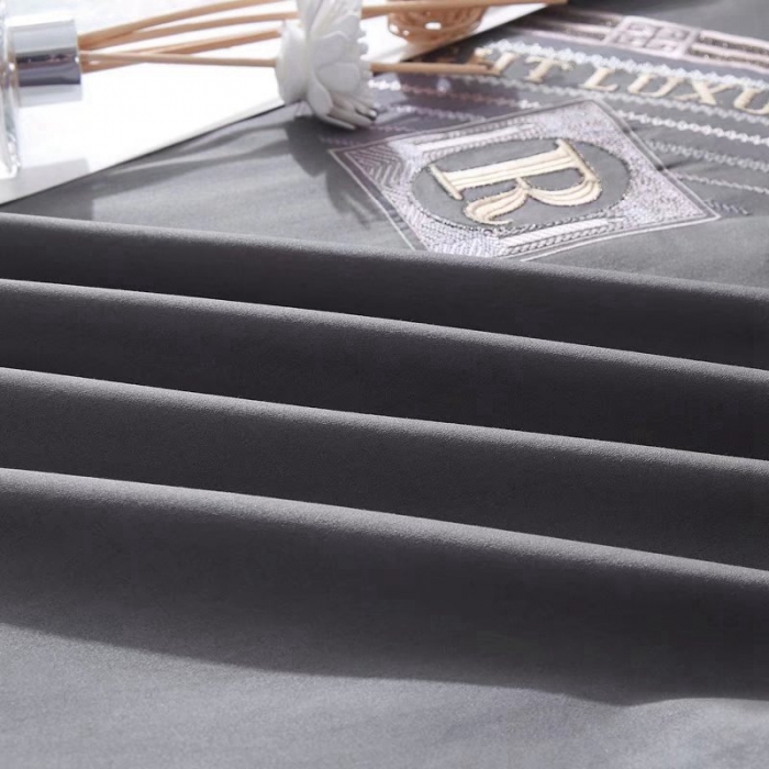 91家纺网 家纺一手货源 找家纺 威克凯丽2022全工艺绣花100支长绒棉四件套兰迪摩尔-灰