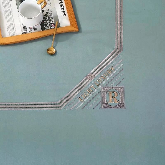 91家纺网 家纺一手货源 找家纺 威克凯丽2022全工艺绣花100支长绒棉四件套兰迪摩尔-浅蓝