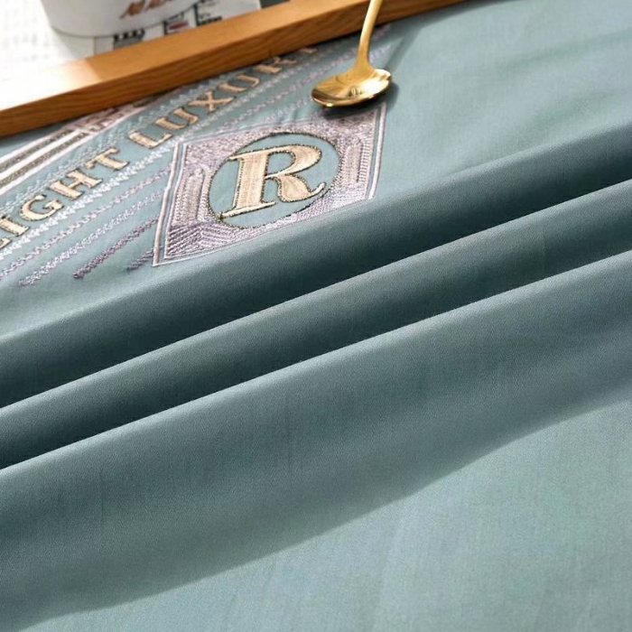 91家纺网 家纺一手货源 找家纺 威克凯丽2022全工艺绣花100支长绒棉四件套兰迪摩尔-浅蓝