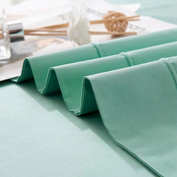 91家纺网 家纺一手货源 找家纺 威克凯丽2022全工艺绣花100支长绒棉四件套兰迪摩尔-水绿