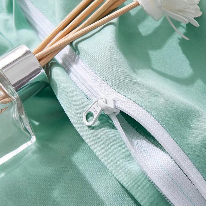 91家纺网 家纺一手货源 找家纺 威克凯丽2022全工艺绣花100支长绒棉四件套兰迪摩尔-水绿