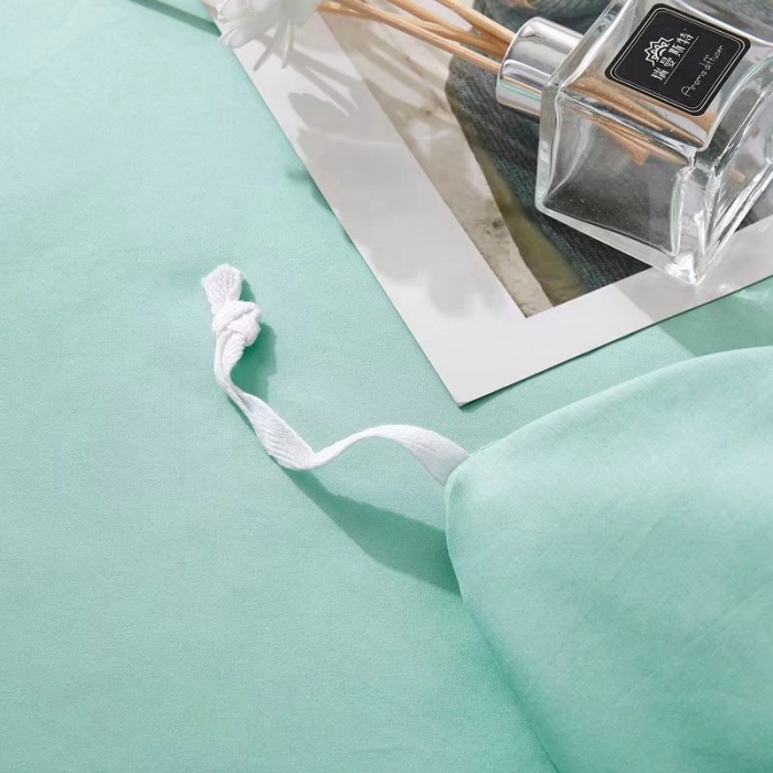 91家纺网 家纺一手货源 找家纺 威克凯丽2022全工艺绣花100支长绒棉四件套兰迪摩尔-水绿
