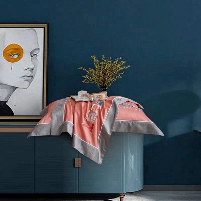 91家纺网 家纺一手货源 找家纺 威克凯丽2022全工艺绣花100支长绒棉四件套西雅图-粉