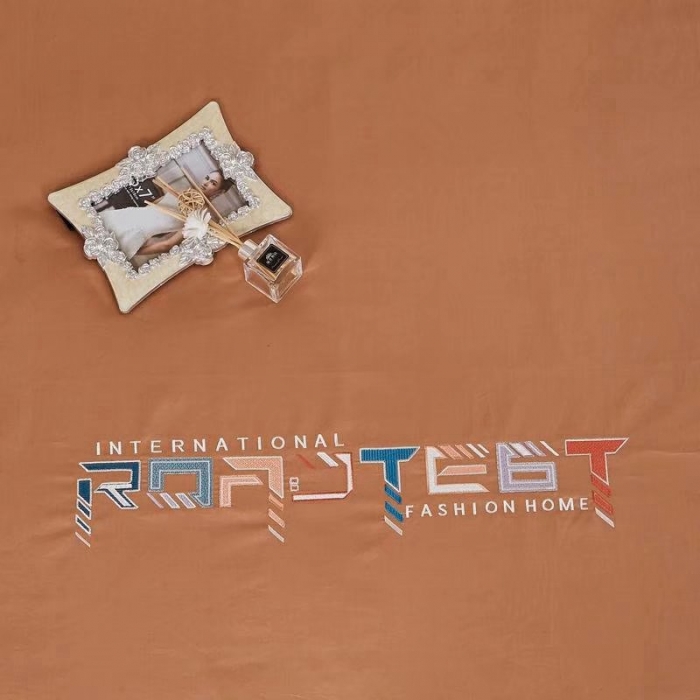 91家纺网 家纺一手货源 找家纺 威克凯丽2022全工艺绣花100支长绒棉四件套西雅图-咖