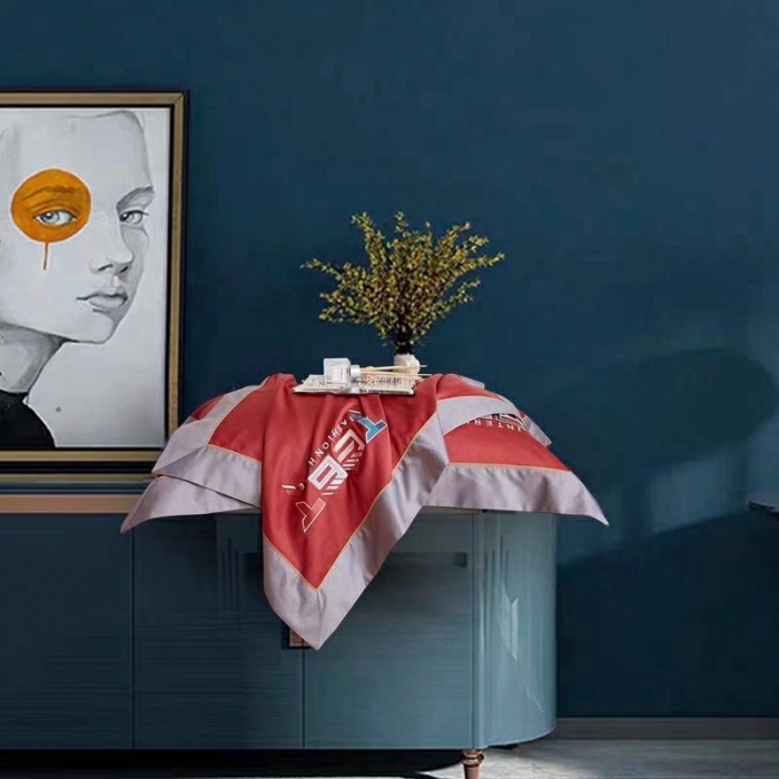 91家纺网 家纺一手货源 找家纺 威克凯丽2022全工艺绣花100支长绒棉四件套西雅图-铁锈红