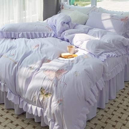 包小包 2023春夏新款韩版蝶舞系列臻丝棉四件套 梦幻紫