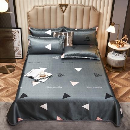 91家纺网 家纺一手货源 找家纺 曼璐床单款冰丝席三件套冰丝席空调软席可水洗凉席简约三角床单款