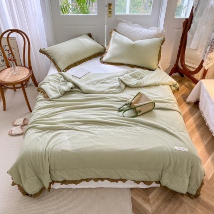 91家纺网 家纺一手货源 找家纺 有货 2022新款小森华夫格针织被夏凉被夏被空调被 华夫格-绿