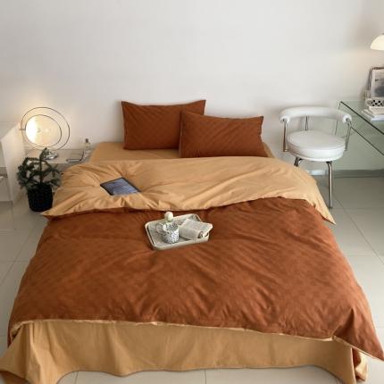 91家纺网 家纺一手货源 找家纺 (总)梦享生活 2022新款水洗棉华夫格双拼四件套