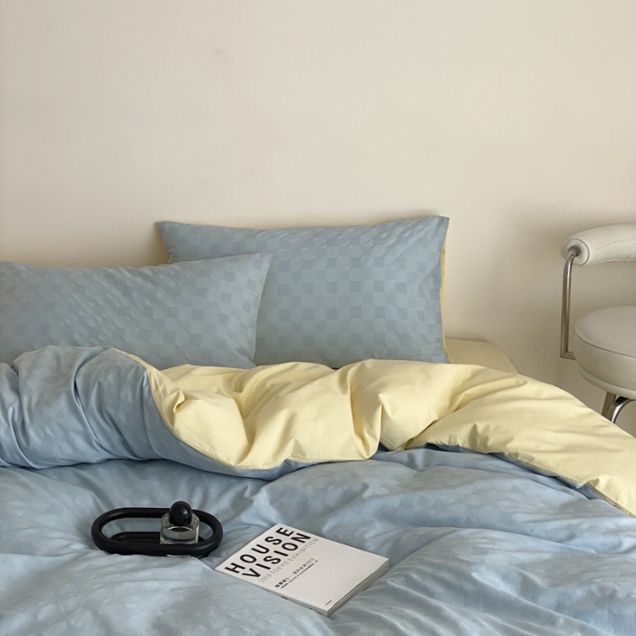 91家纺网 家纺一手货源 找家纺 (总)梦享生活 2022新款水洗棉华夫格双拼四件套