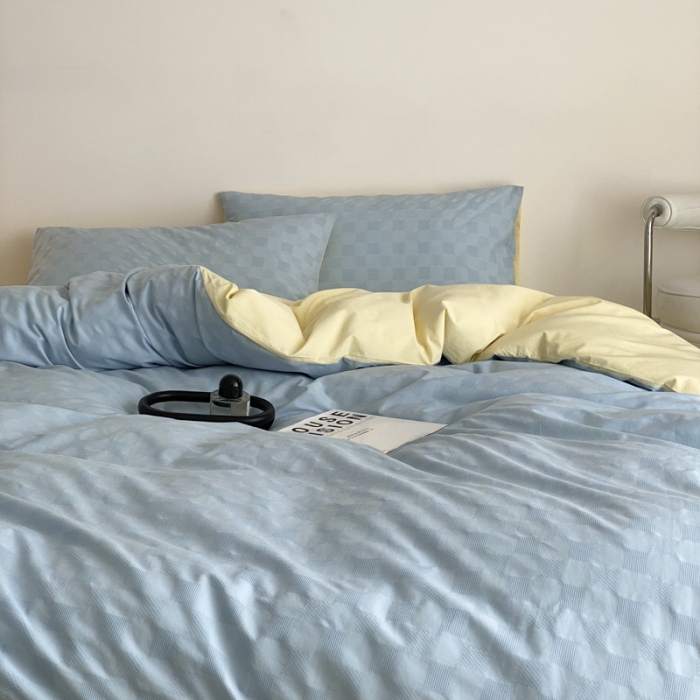 91家纺网 家纺一手货源 找家纺 (总)梦享生活 2022新款水洗棉华夫格双拼四件套