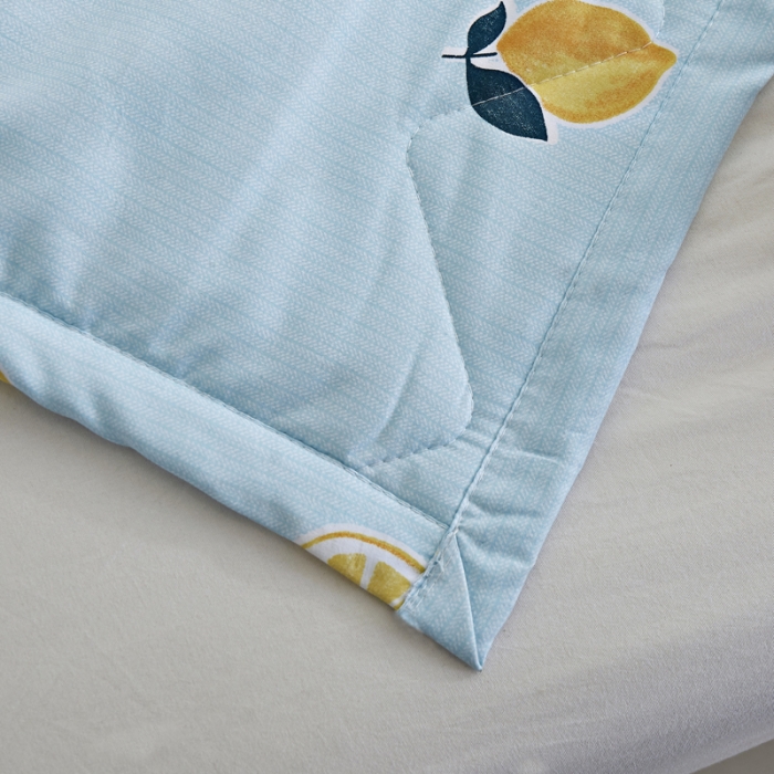 91家纺网 家纺一手货源 找家纺 欧雅搁 2025新款水洗棉印花夏凉被 柠檬蓝
