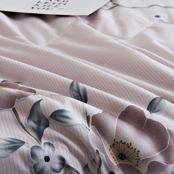 91家纺网 家纺一手货源 找家纺 欧雅搁 2025新款水洗棉印花夏凉被 生如夏花-浅粉