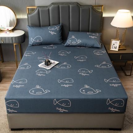 91家纺网 家纺一手货源 找家纺 雯豆 2022新款单层防水磨毛床笠 魔法鱼-防水款