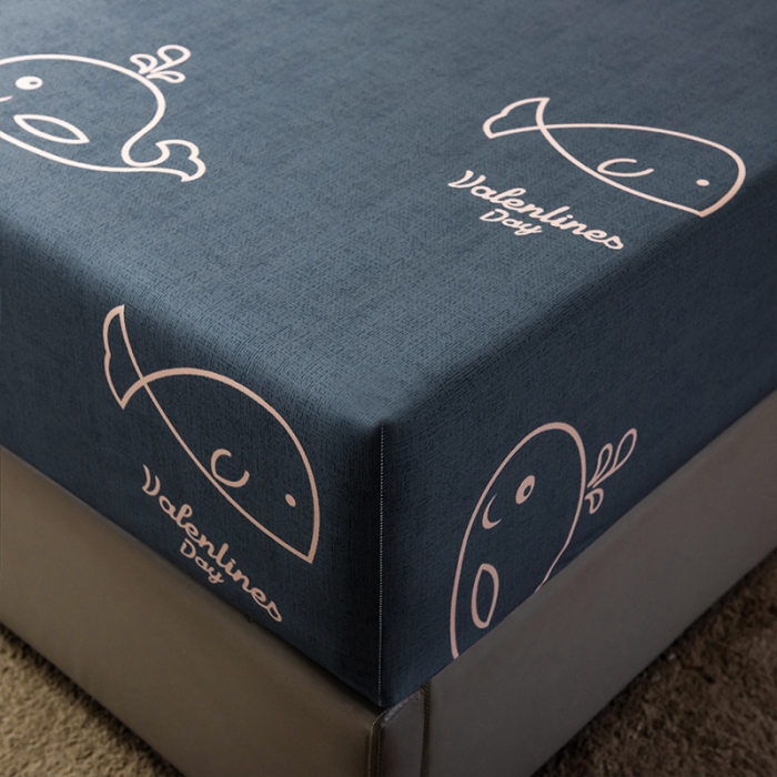 91家纺网 家纺一手货源 找家纺 雯豆 2022新款单层防水磨毛床笠 魔法鱼-防水款