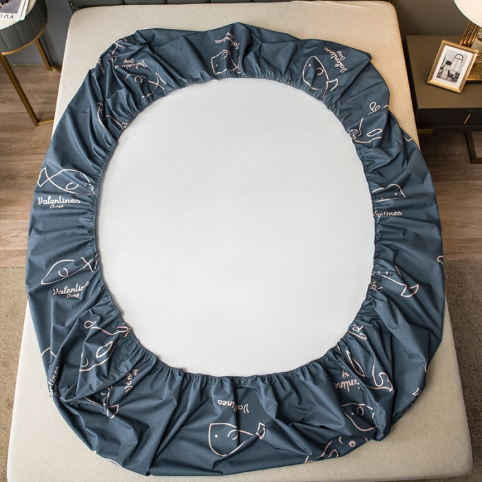 91家纺网 家纺一手货源 找家纺 雯豆 2022新款单层防水磨毛床笠 魔法鱼-防水款