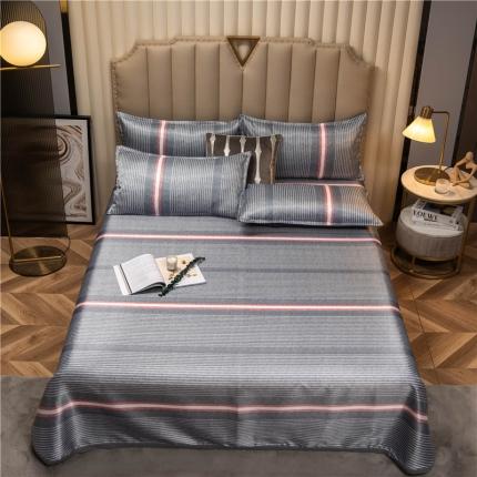 91家纺网 家纺一手货源 找家纺 曼璐床单款冰丝席三件套凉席冰丝席空调软席可水洗席绅士灰床单款