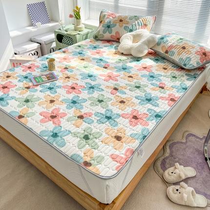 91家纺网 家纺一手货源 找家纺 慕尚 小清新床席款乳胶席三件套（带氨纶0.5mm） 缤纷花