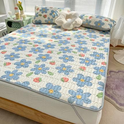 91家纺网 家纺一手货源 找家纺 慕尚 小清新床席款乳胶席三件套（带氨纶0.5mm） 草莓花