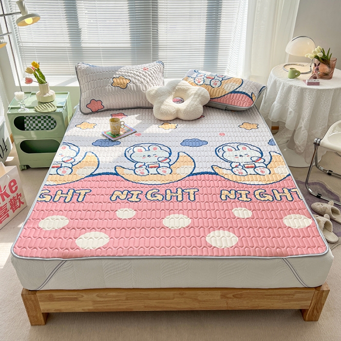 91家纺网 家纺一手货源 找家纺 慕尚 小清新床席款乳胶席三件套（带氨纶0.5mm） 晚安兔