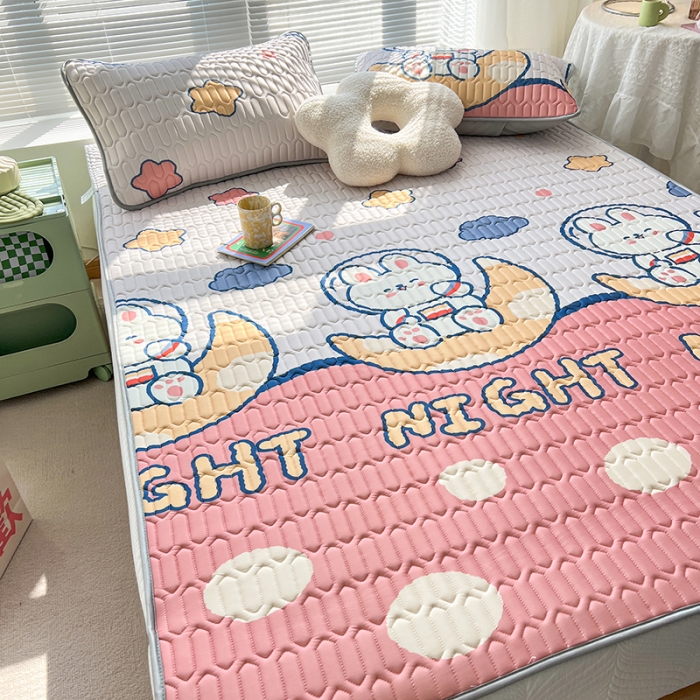 91家纺网 家纺一手货源 找家纺 慕尚 小清新床席款乳胶席三件套（带氨纶0.5mm） 晚安兔