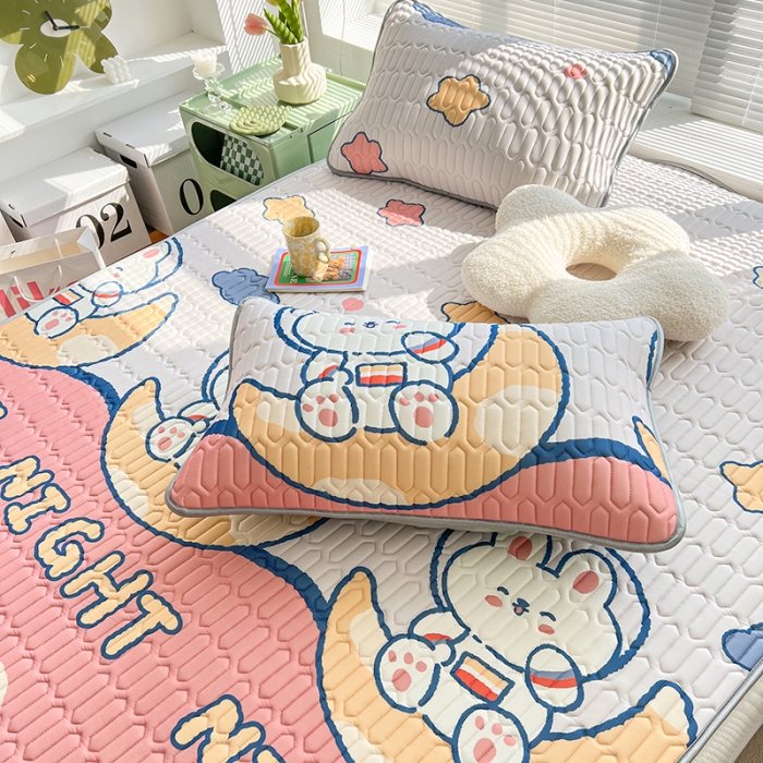 91家纺网 家纺一手货源 找家纺 慕尚 小清新床席款乳胶席三件套（带氨纶0.5mm） 晚安兔