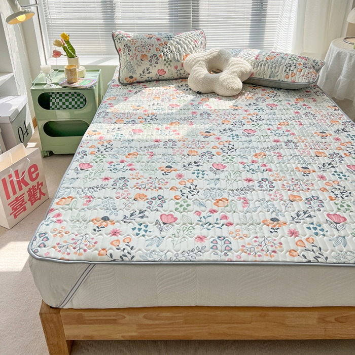 91家纺网 家纺一手货源 找家纺 慕尚 小清新床席款乳胶席三件套（带氨纶0.5mm） 兮影花