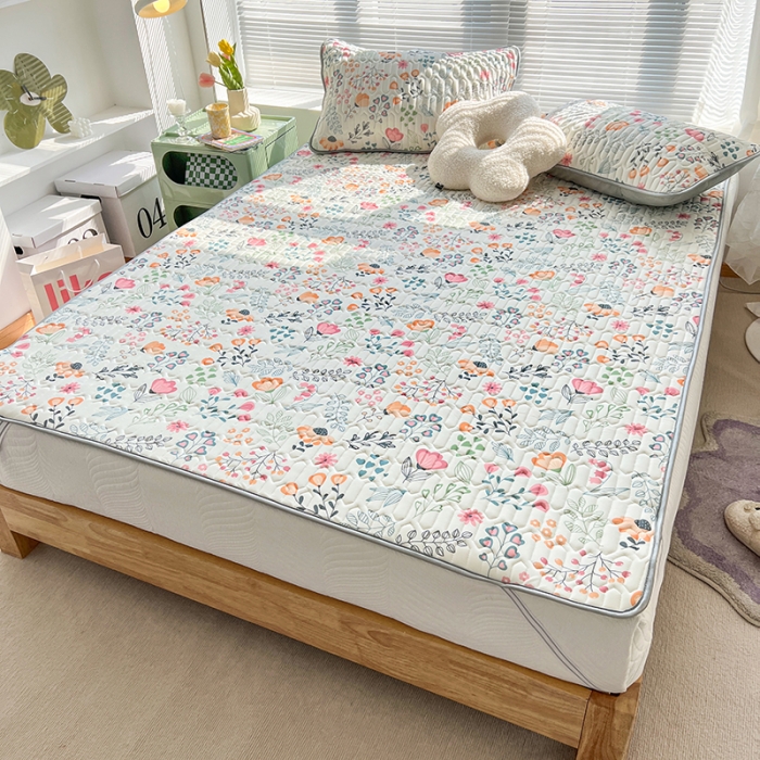 91家纺网 家纺一手货源 找家纺 慕尚 小清新床席款乳胶席三件套（带氨纶0.5mm） 兮影花