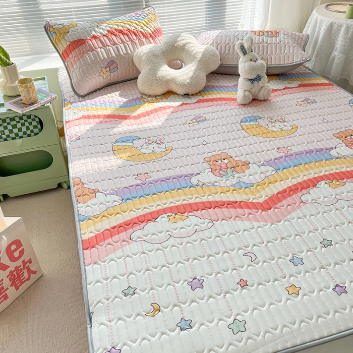 91家纺网 家纺一手货源 找家纺 慕尚 小清新床席款乳胶席三件套（带氨纶0.5mm） 星月熊兔