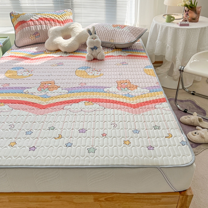 91家纺网 家纺一手货源 找家纺 慕尚 小清新床席款乳胶席三件套（带氨纶0.5mm） 星月熊兔