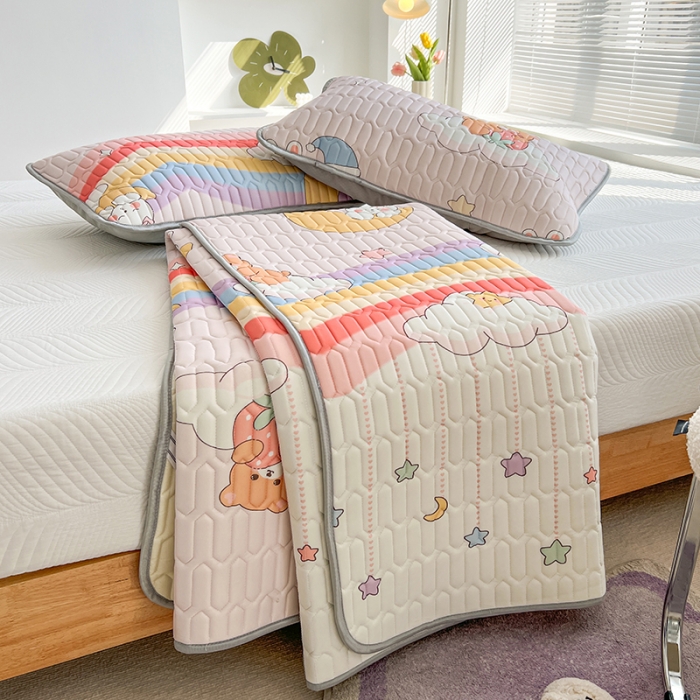 91家纺网 家纺一手货源 找家纺 慕尚 小清新床席款乳胶席三件套（带氨纶0.5mm） 星月熊兔