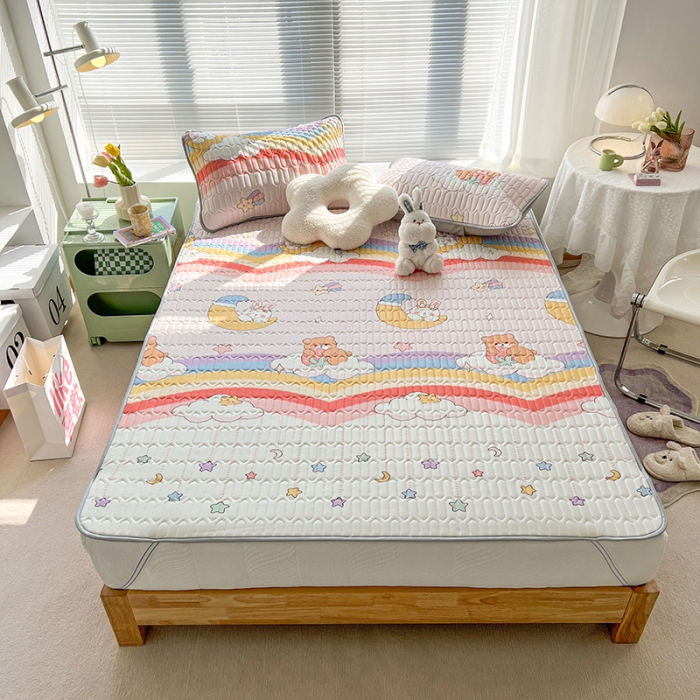 91家纺网 家纺一手货源 找家纺 慕尚 小清新床席款乳胶席三件套（带氨纶0.5mm） 星月熊兔