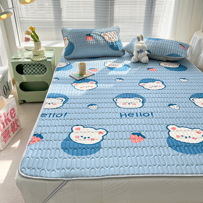 91家纺网 家纺一手货源 找家纺 慕尚 小清新床席款乳胶席三件套（带氨纶0.5mm） 熊熊蓝